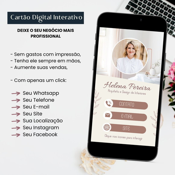 Cartão Digital Interativo de Visita Virtual Arquiteta