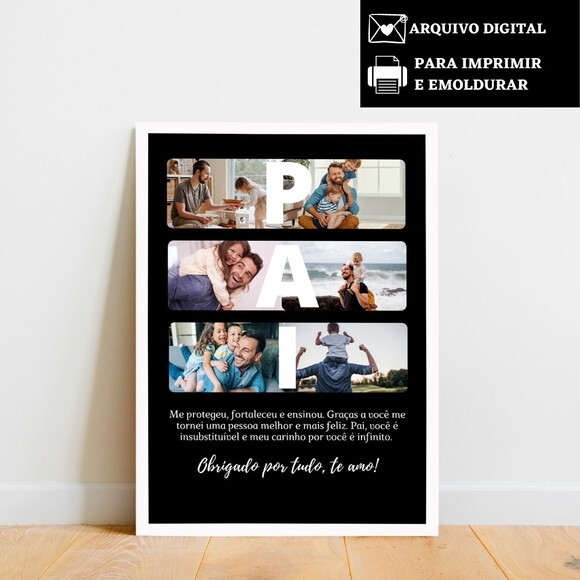 Arte Digital Quadro Personalizado Pai Presente Dia Dos Pais