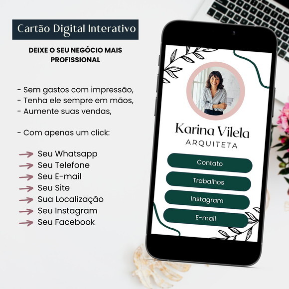 Cartão Digital Interativo de Visita Virtual Arquiteta