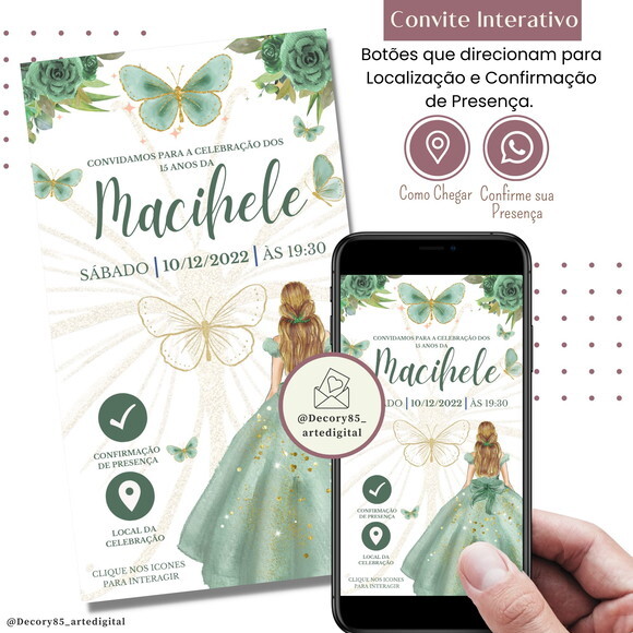 Convite 15 Anos Debutante Digital Interativo Virtual
