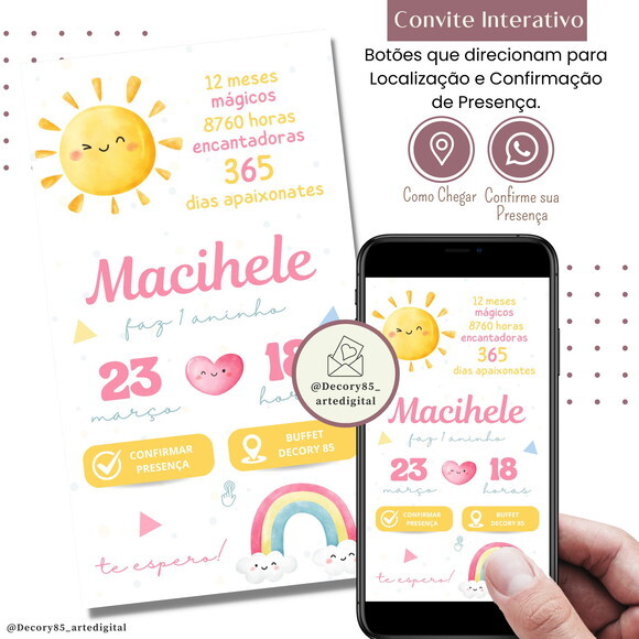 Convite 365 Sorrisos Nuvem Chuva de Amor Digital Interativo