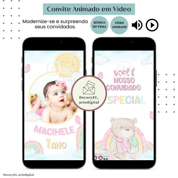 Convite 365 Sorrisos em Vídeo Animado com Música Digital