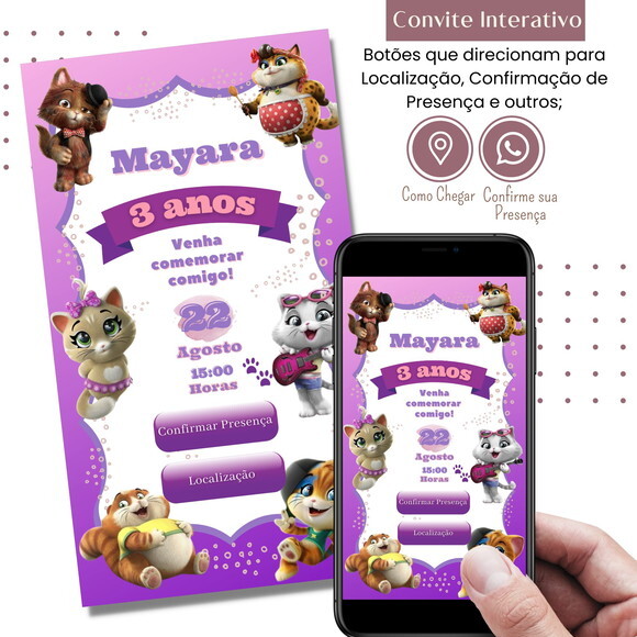 Convite 44 Gatos Digital Interativo Virtual