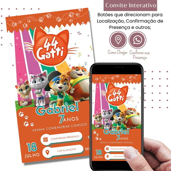 Convite 44 Gatos Digital Interativo Virtual