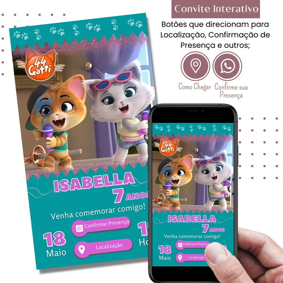 Convite 44 Gatos Digital Interativo Virtual