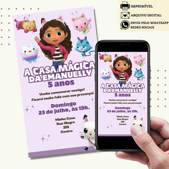 Convite a Casa Magica da Gabby Gaby Digital Virtual