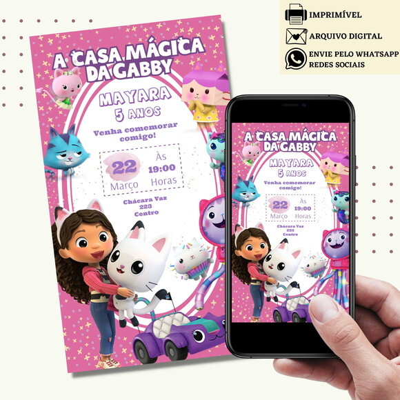 Convite a Casa Magica da Gabby Gaby Digital Virtual