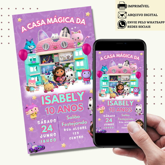 Convite a Casa Magica da Gabby Gaby Digital Virtual