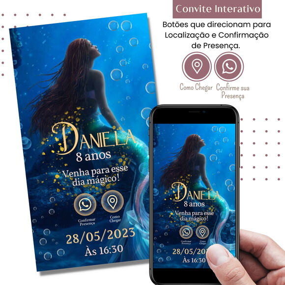 Convite a Pequena Sereia Morena Filme Novo Ariel Digital