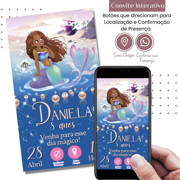 Convite a Pequena Sereia Morena Filme Novo Ariel Digital