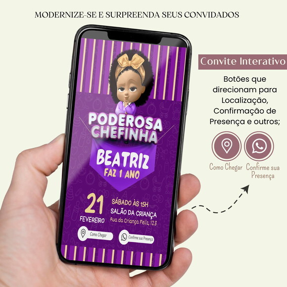 Convite a Poderosa Chefinha Digital Interativo Virtual