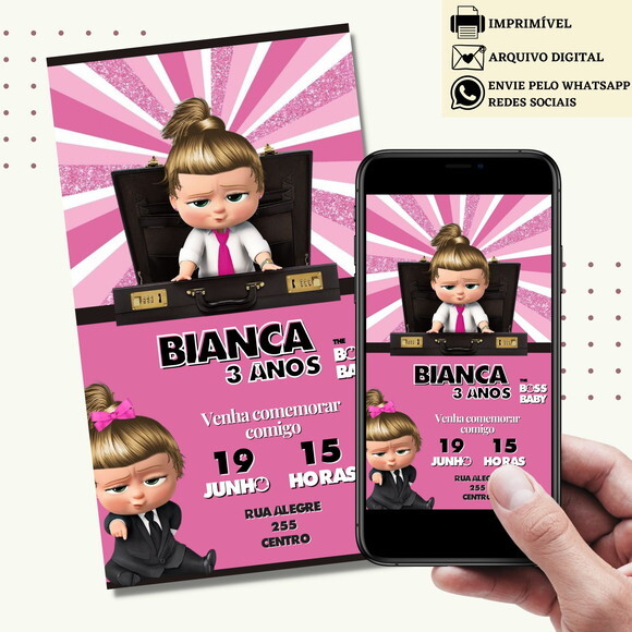 Convite a Poderosa Chefinha Digital Virtual Baby Boss