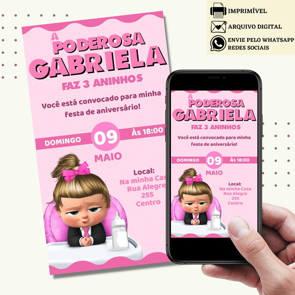 Convite a Poderosa Chefinha Digital Virtual Baby Boss