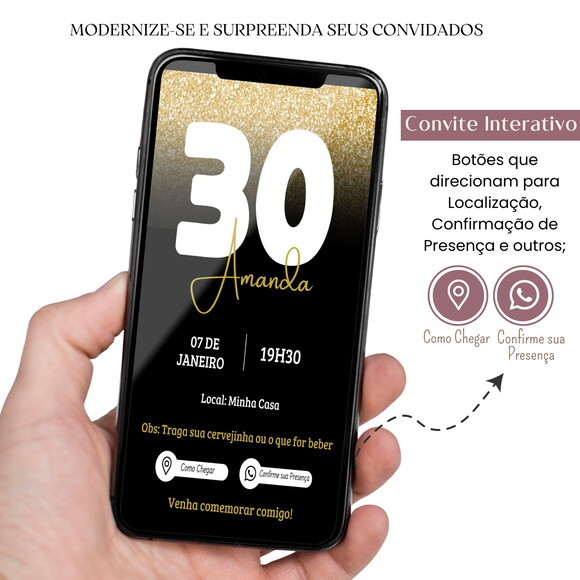 Convite Adulto 15,20,30,40,50 Anos Digital Interativo