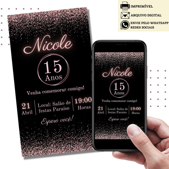Convite Adulto 15,20,30,40,50 Anos Digital Virtual