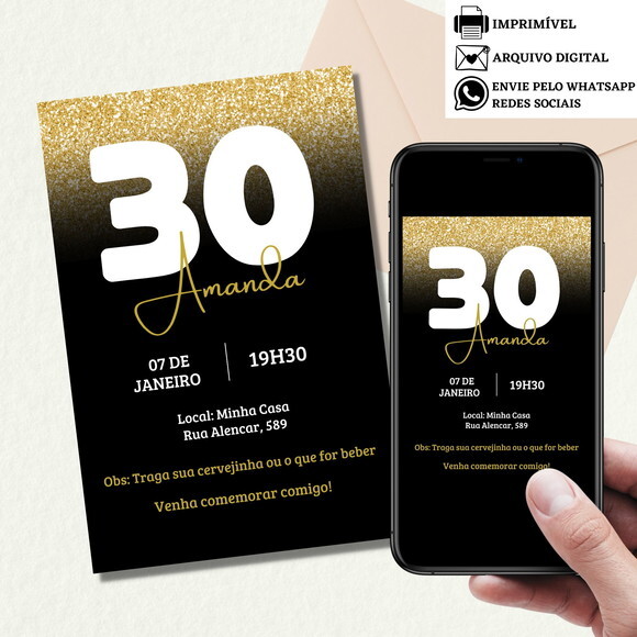 Convite Adulto 15,20,30,40,50 Anos Digital Virtual