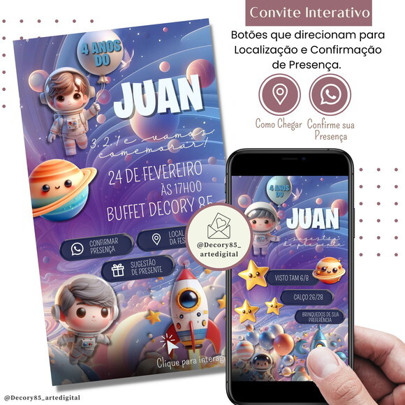 Convite Astronauta Digital Sugestão de Presente