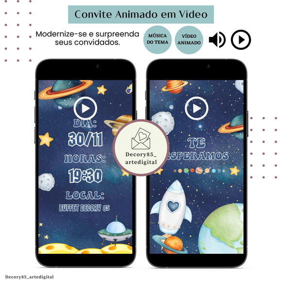 Convite Astronauta Vídeo Animado Música Digital