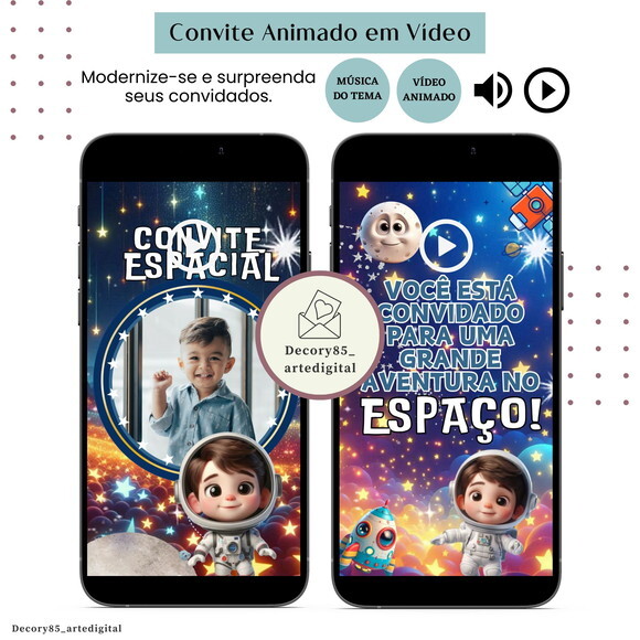 Convite Astronauta Vídeo Animado Música Digital