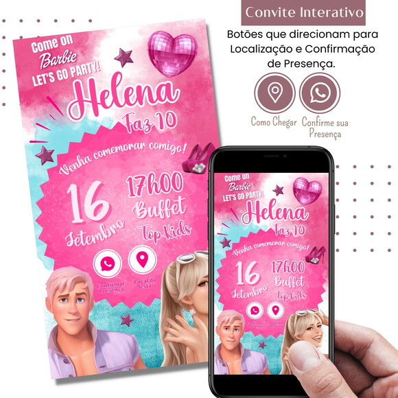 Convite Barbie Filme Novo Digital Interativo Virtual