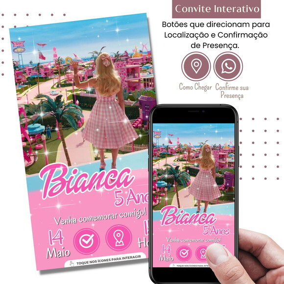 Convite Barbie Filme Novo Digital Interativo Virtual