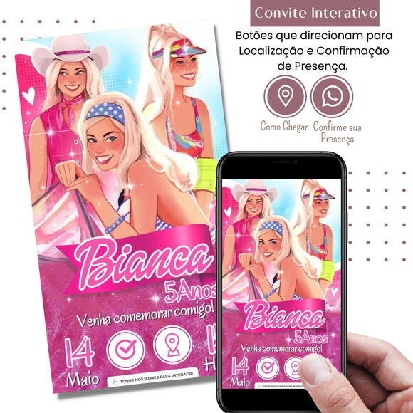 Convite Barbie Filme Novo Digital Interativo Virtual