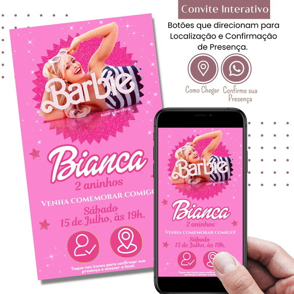 Convite Barbie Filme Novo Digital Interativo Virtual