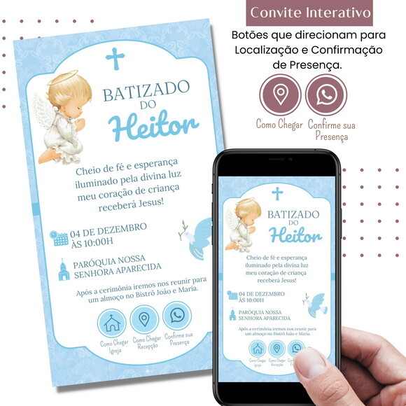 Convite Batizado Batismo Digital Interativo Virtual
