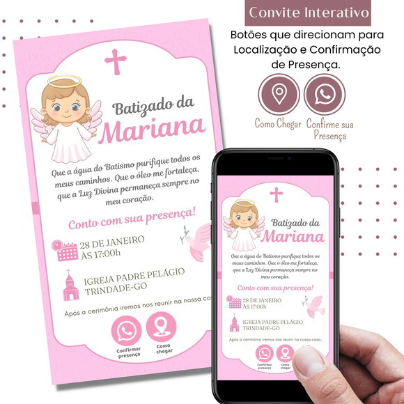 Convite Batizado Batismo Digital Interativo Virtual