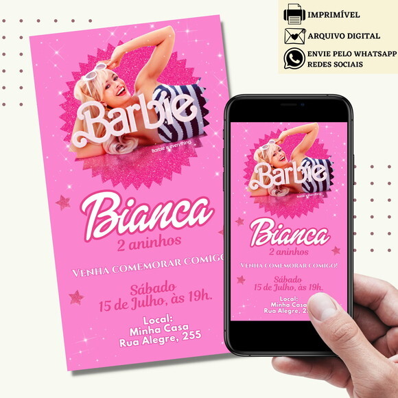 Convite Barbie Filme Novo Digital Virtual