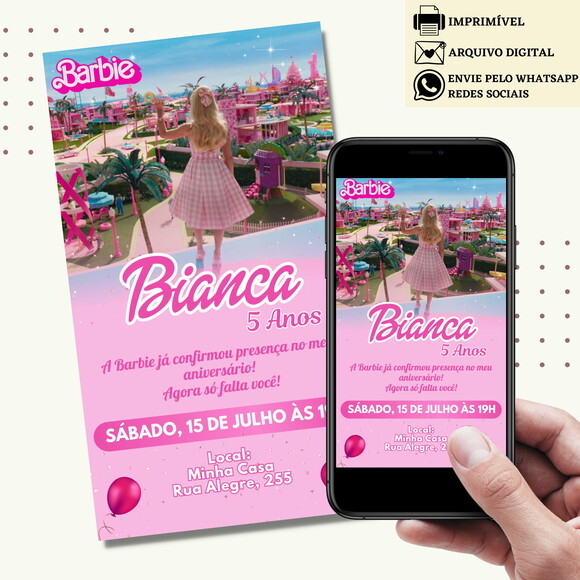 Convite Barbie Filme Novo Digital Virtual