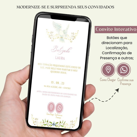 Convite Batizado Batismo Digital Interativo Virtual