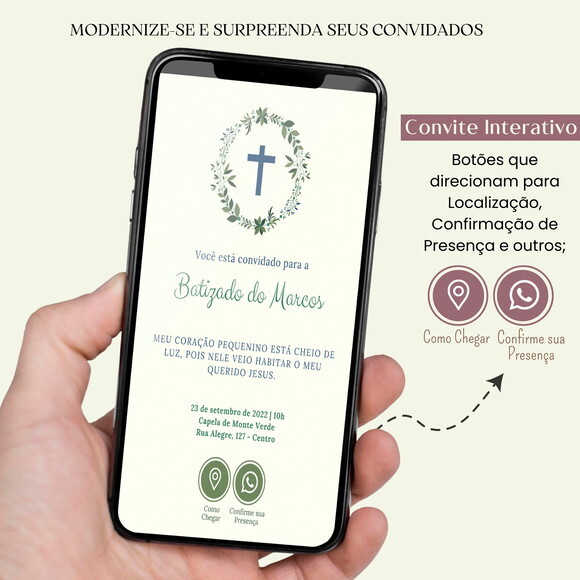 Convite Batizado Batismo Digital Interativo Virtual