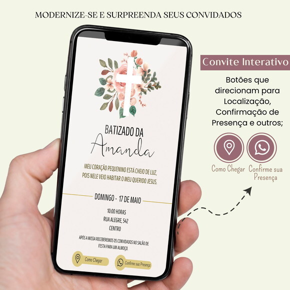 Convite Batizado Batismo Digital Interativo Virtual