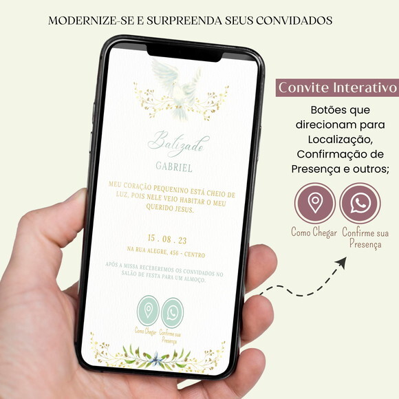 Convite Batizado Batismo Digital Interativo Virtual