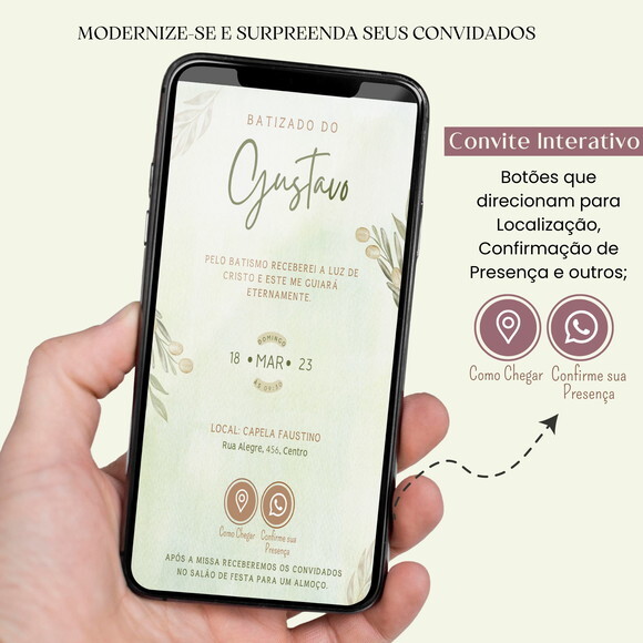 Convite Batizado Batismo Digital Virtual Interativo
