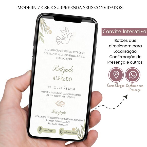 Convite Batizado Batismo Menino Digital Interativo Virtual
