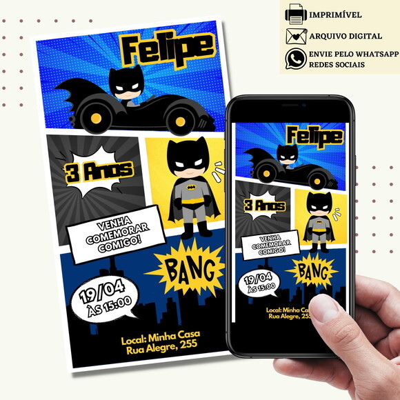 Convite Batman Digital Virtual