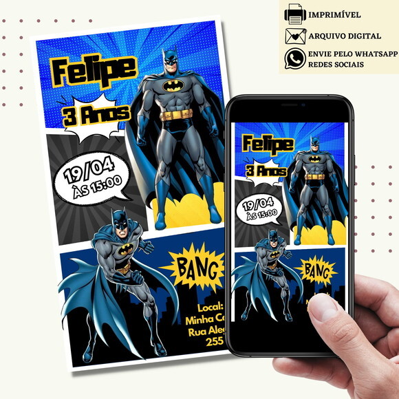 Convite Batman Digital Virtual