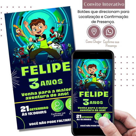 Convite Ben 10 Digital Interativo Virtual
