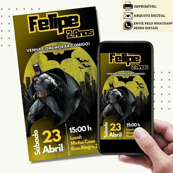 Convite Batman Digital Virtual