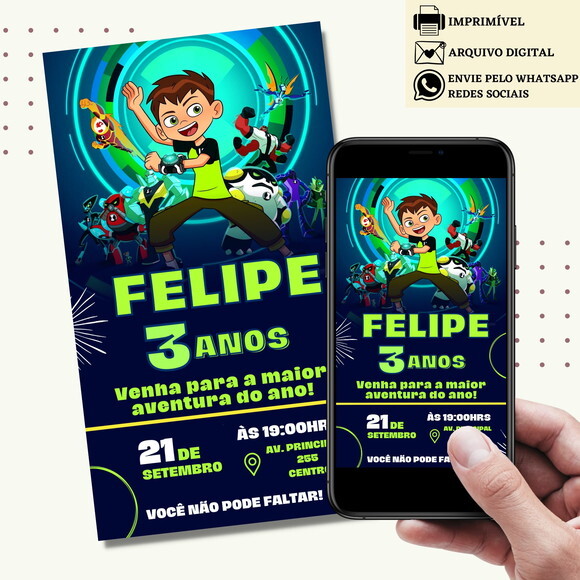Convite Ben 10 Digital Virtual