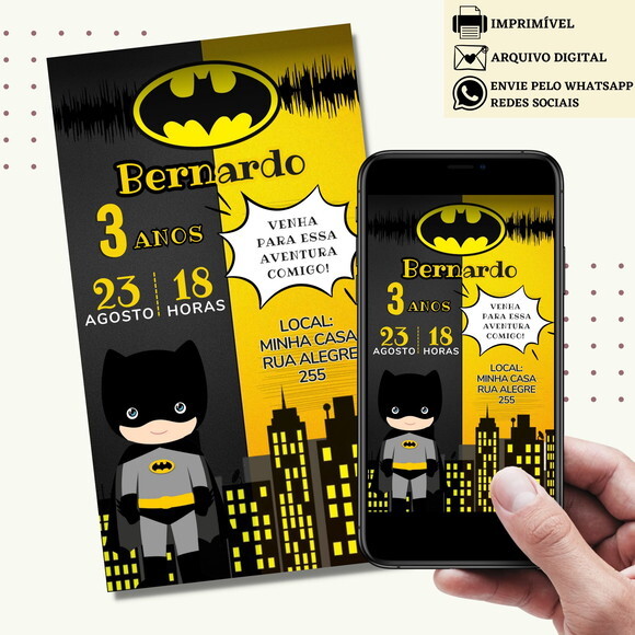 Convite Batman Digital Virtual