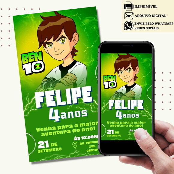 Convite Ben 10 Digital Virtual