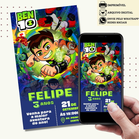 Convite Ben 10 Digital Virtual