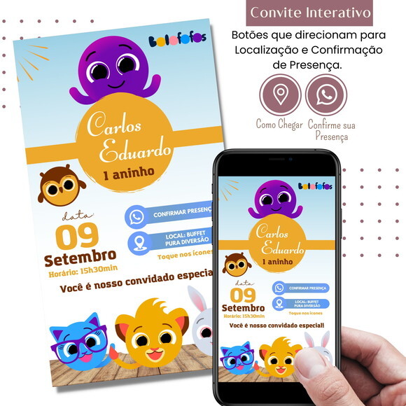 Convite Bolofofos Digital Interativo Virtual