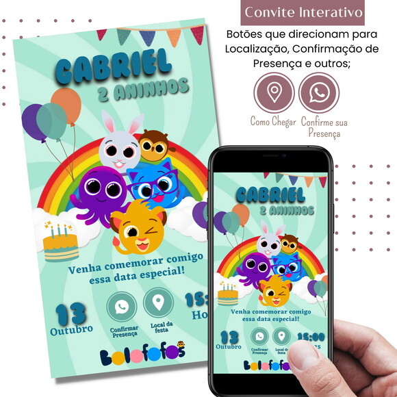 Convite Bolofofos Digital Interativo Virtual