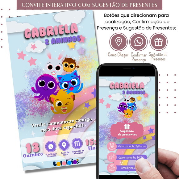 Convite Bolofofos Interativo Sugestão de Presente
