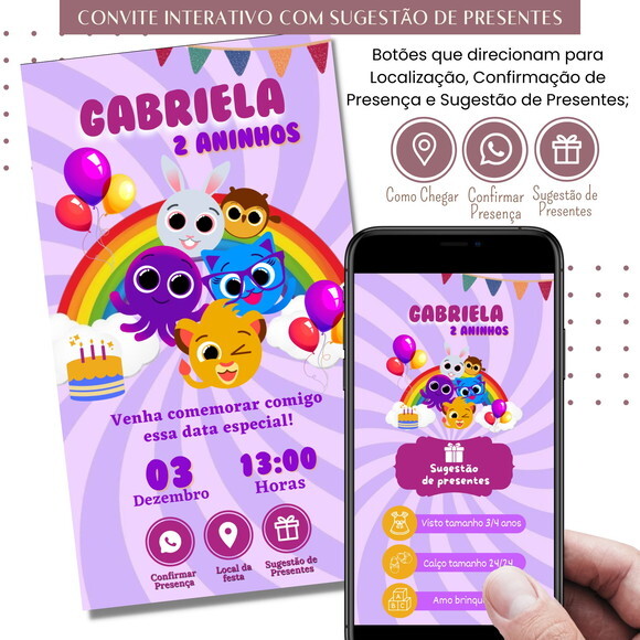 Convite Bolofofos Interativo Sugestão de Presente