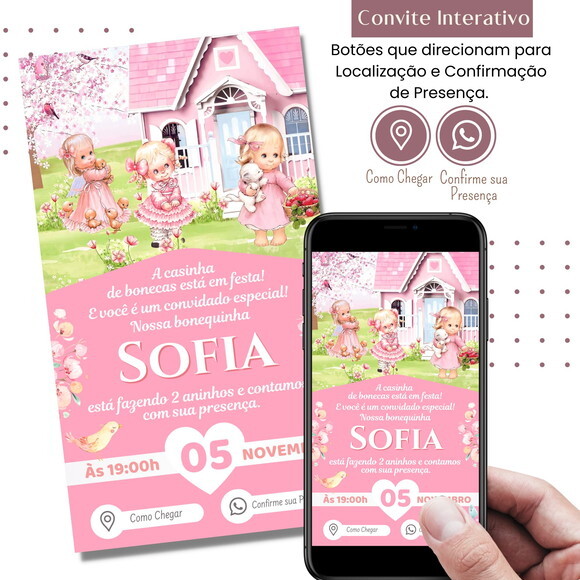 Convite Bonecas Digital Interativo Virtual